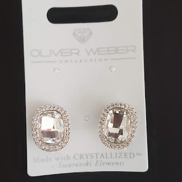 Oliver Weber Pierced Earrings with Swarovski Crystals Facet‎ Cut New with Tags - Picture 2 of 5